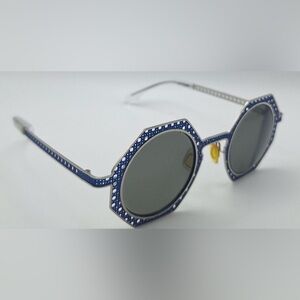 Zenni Silver Blue Oval Sunglasses Frames Only